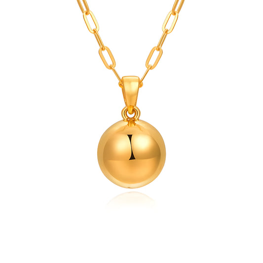 24K Real Gold 5D Hard Gold Ball Minimal Minimalist Pendant