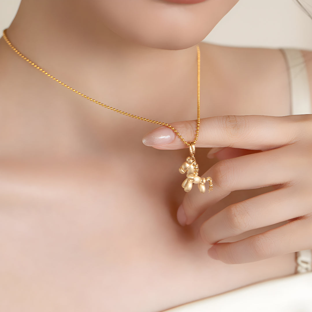 18k Gold Chinese Zodiac Year of Horse Cute Pendant - Gypsophila Co.