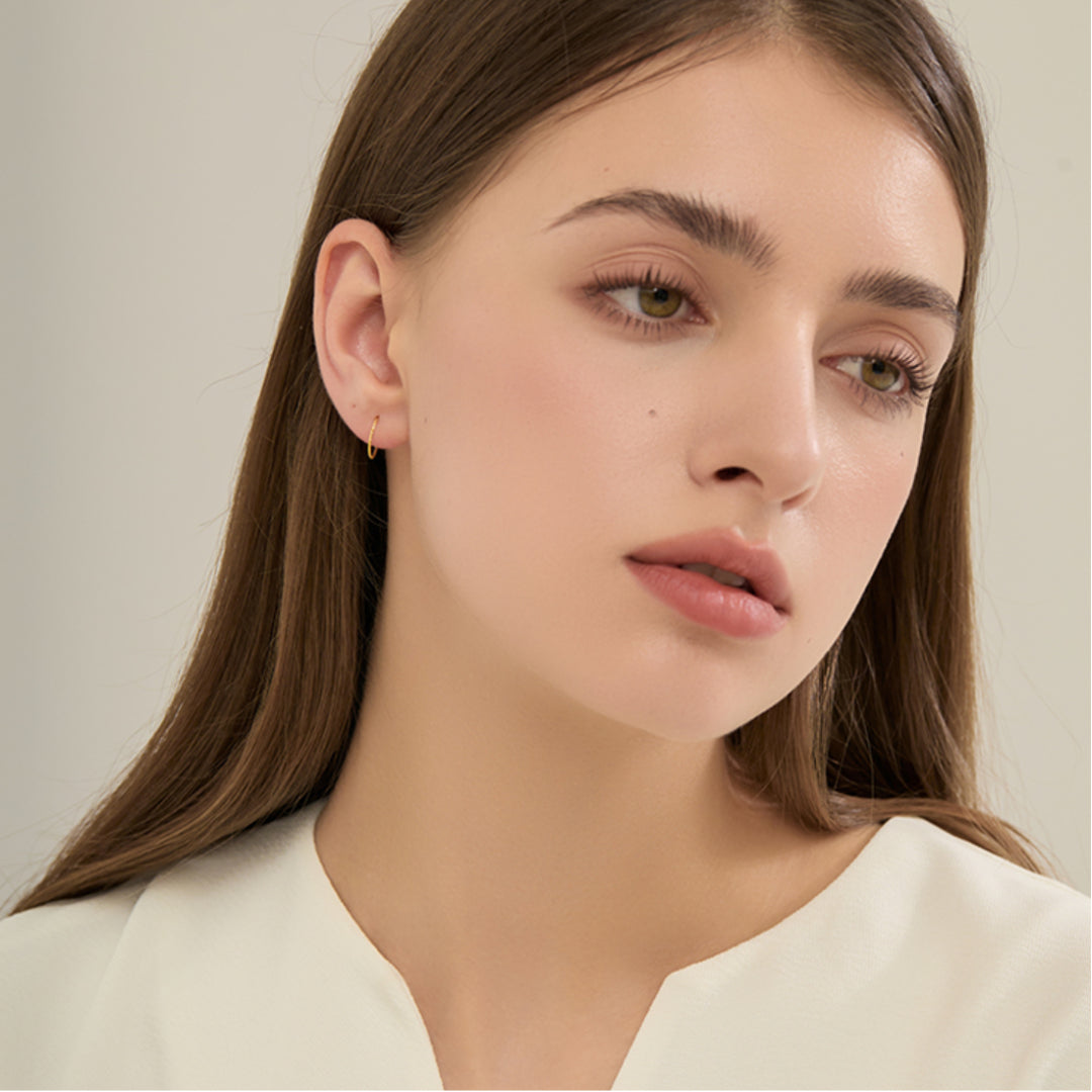 Small Hoop 18k Gold Twisted Plain Minimal Earrings