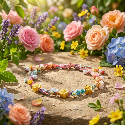 24K 999 5D Hard Gold Floral Flower Cherry Blossom Summer Garden Weaving Bracelet