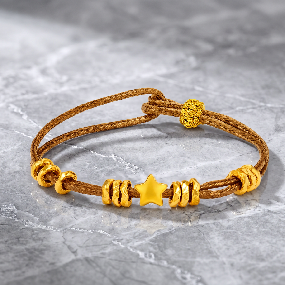 24K 999 Gold Mini Star Charm Beads Bracelet