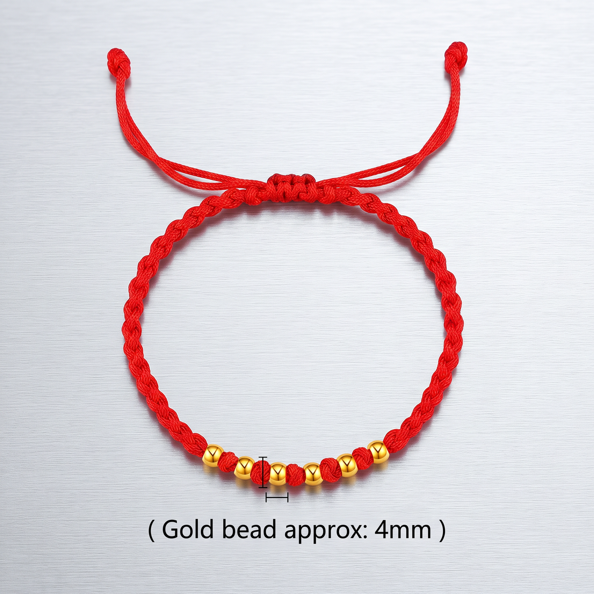 24k 999 Gold Six Beads Lucky Woven Adjustable Bracelet