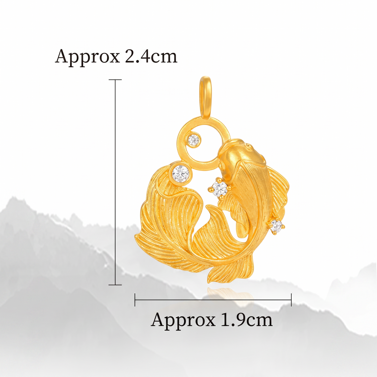 24K Gold Lucky Koi Fish Moissanite Pendant