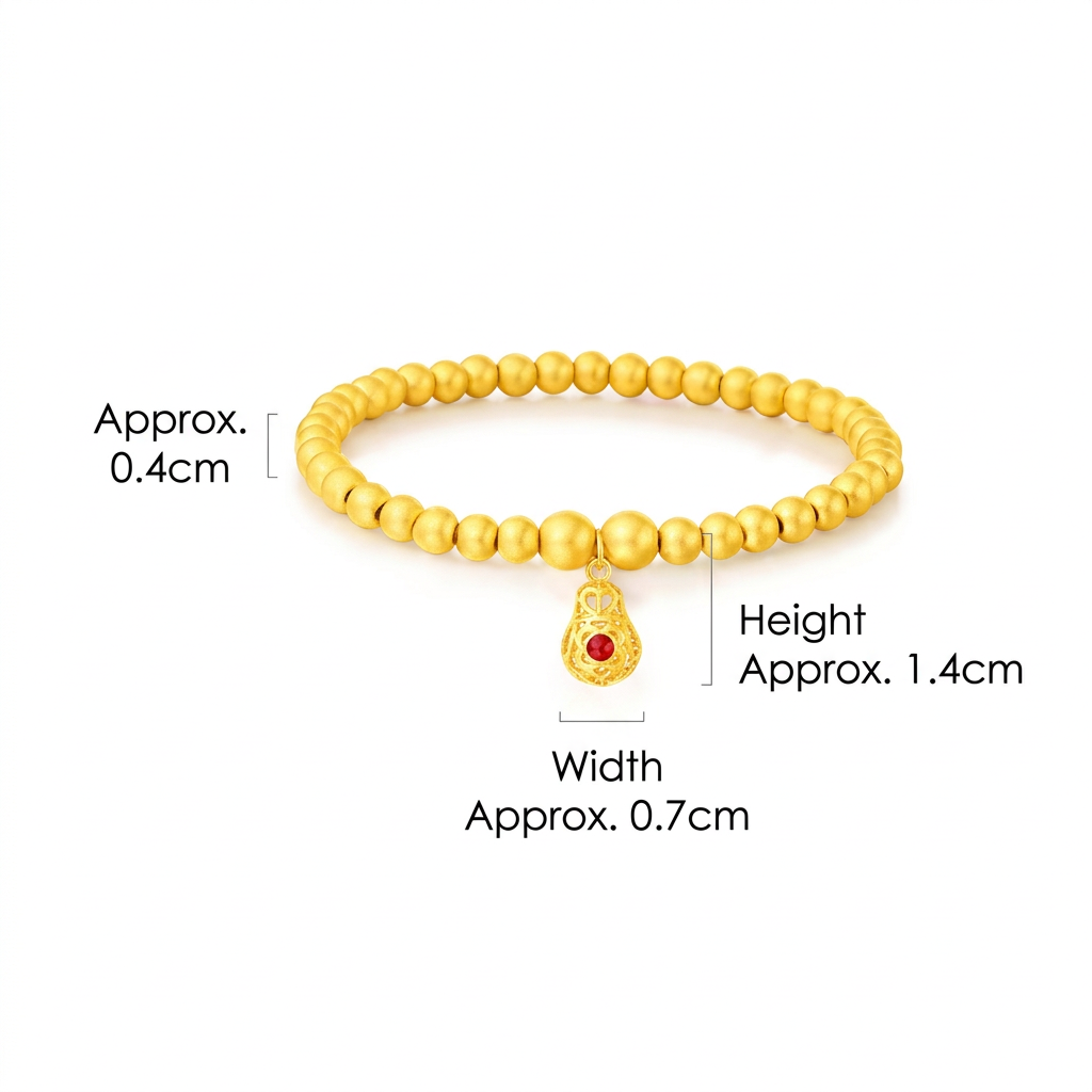24K Gold Fortune & Prosperity Gold Gilded Enamel Lucky Turning Bead Bracelet