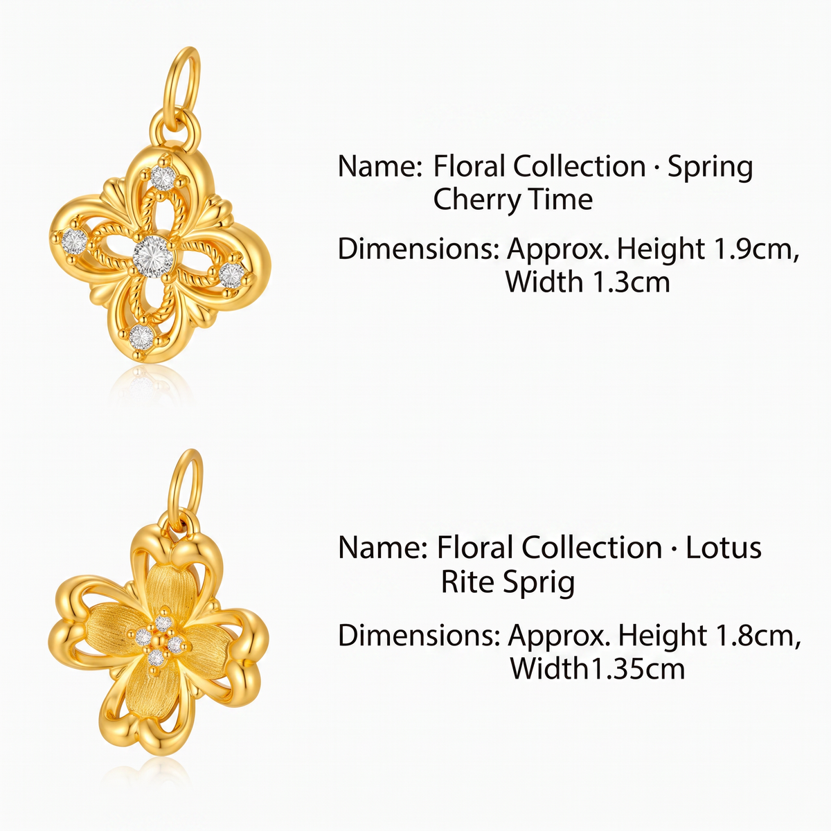 24K Gold Flower Charm Pendant