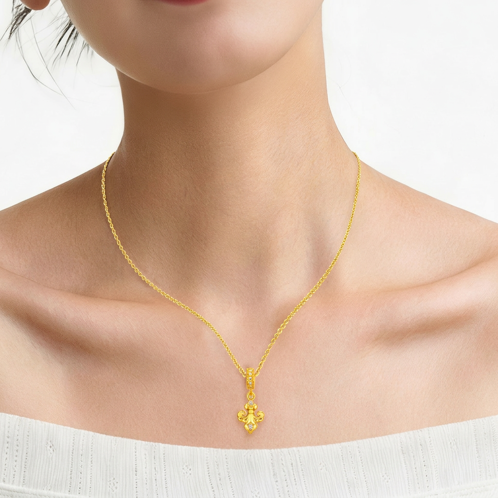 24K 999 Gold Iris Charm Pendant