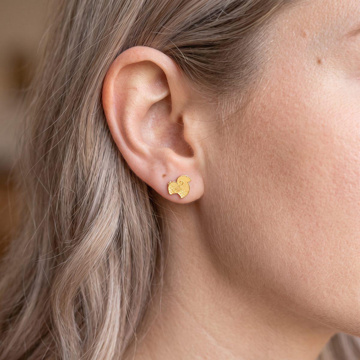 Genuine 24K Gold Sheep Goat Zodiac Stud Earrings