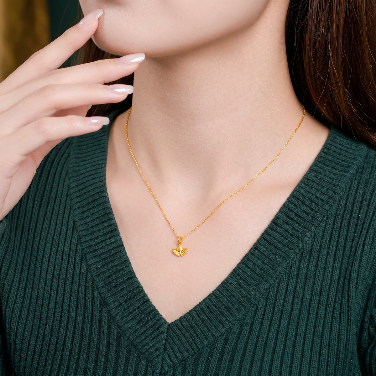 24k 999 Gold Ginkgo leaf Mini Charm D.I.Y Pendant