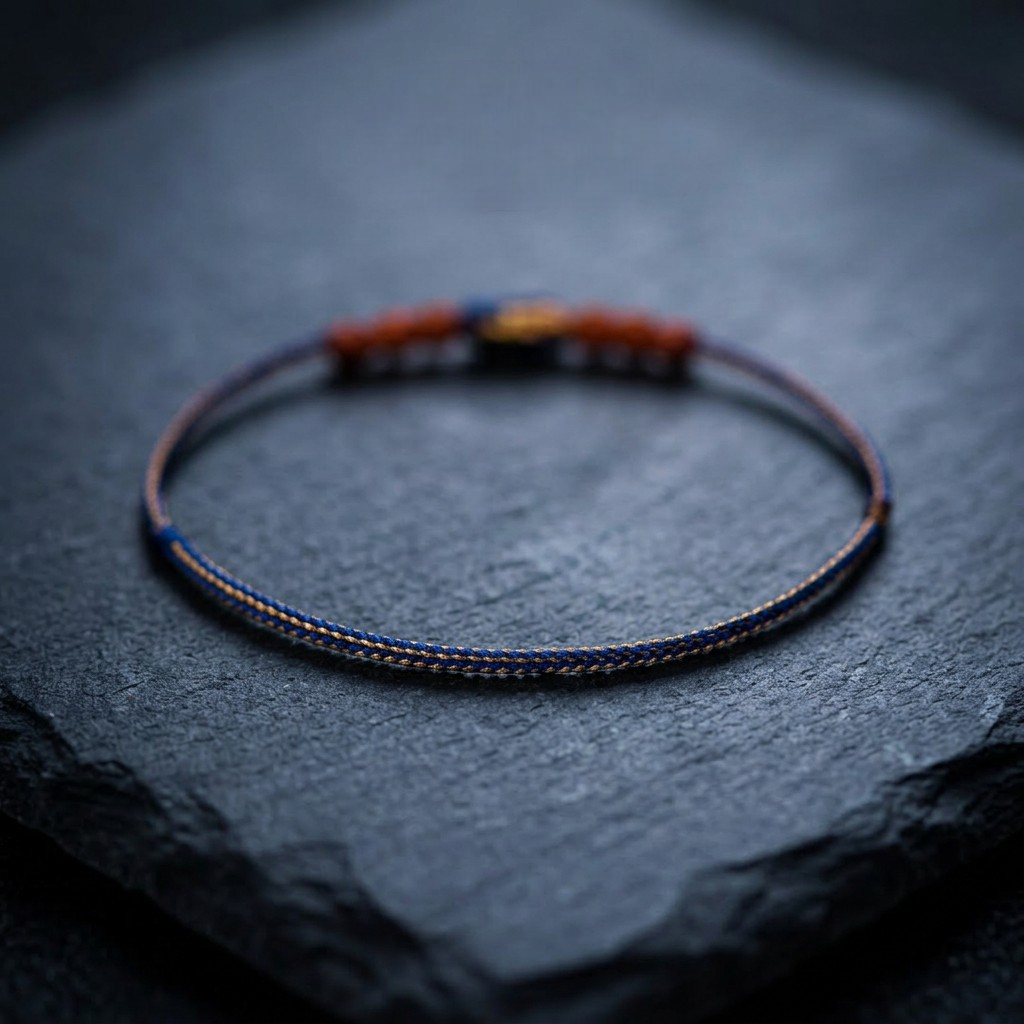 24K 999 Solid Gold Buckle Charm Agate Braided Ultra-thin Cord Adjustable Bracelet and Anklet