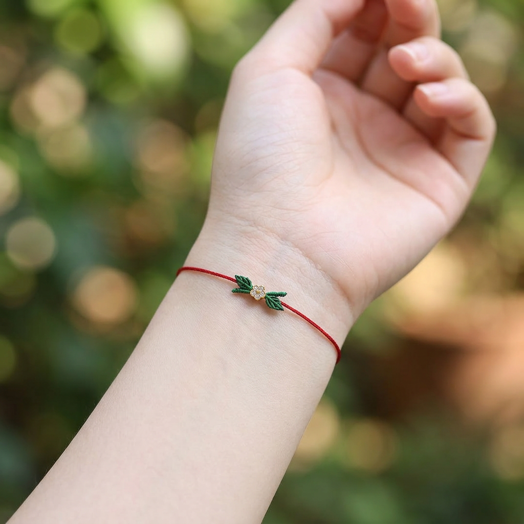 24K Gold Mini Flower Zircon Charm Colorful Summer Floral Ultra-Thin Adjustable Bracelet