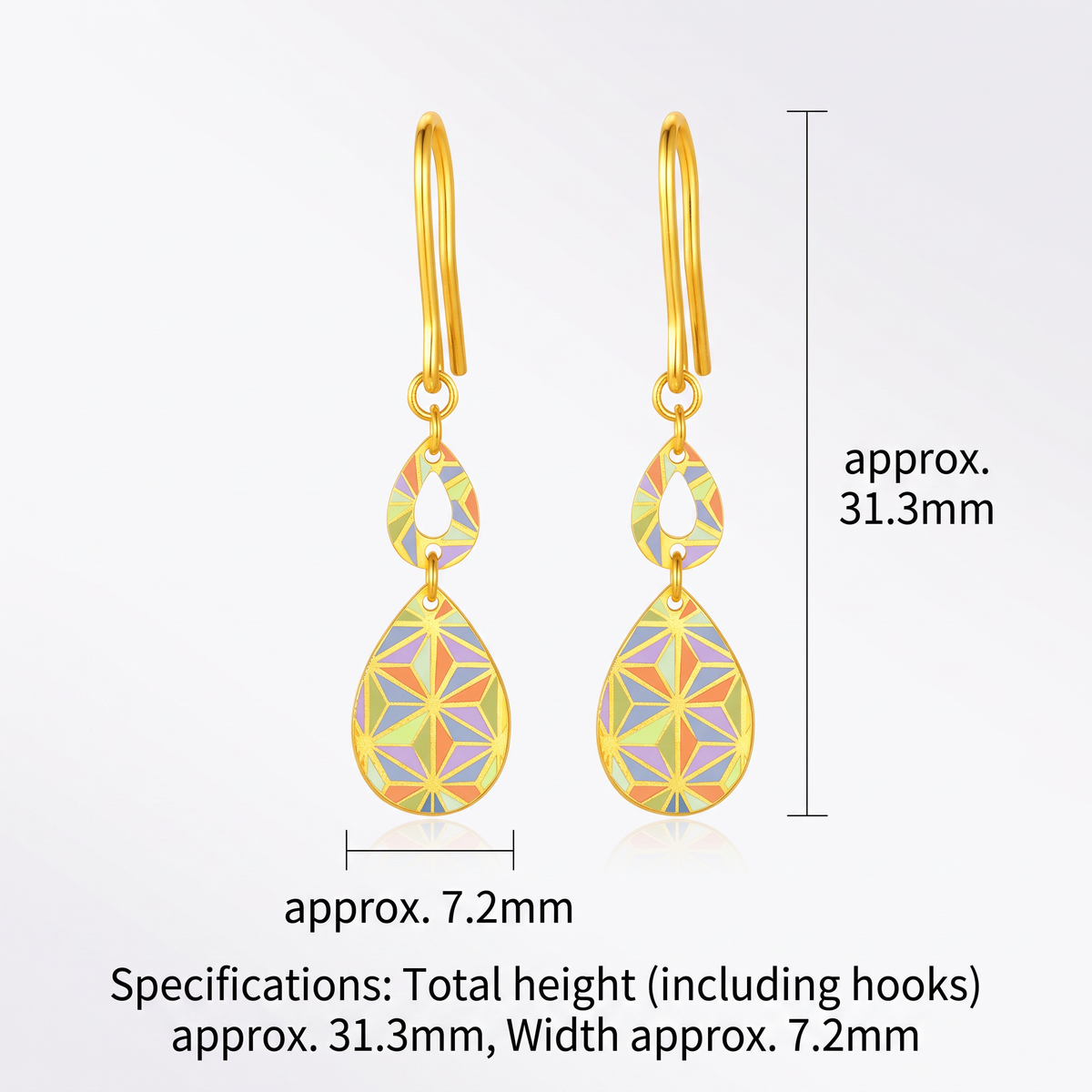 Genuine 24K Gold Drop Dangle Hook Earrings