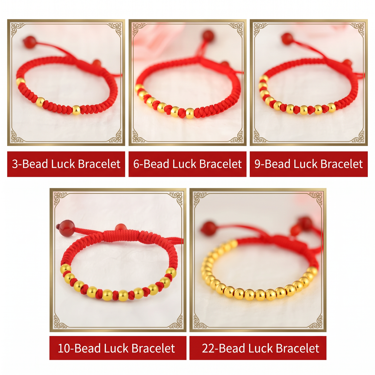24K 999 Gold Lucky Beads Charm Adjustable Bracelet Babyshower Kid Birthday Gift Newborn