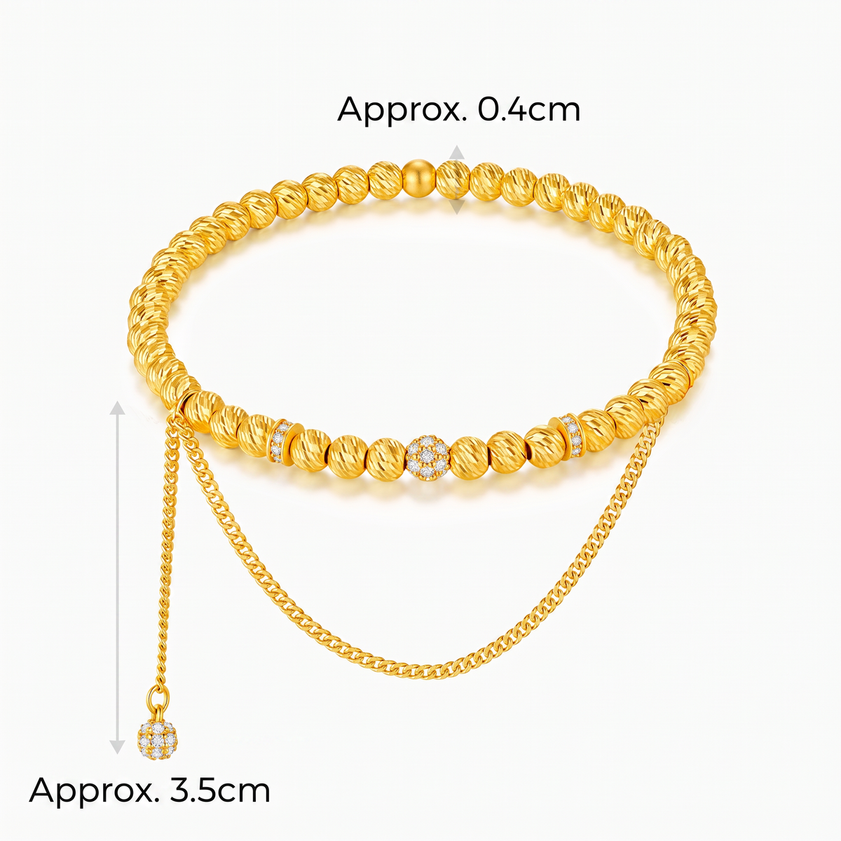 24K Gold Cross Beads Charm Bracelet