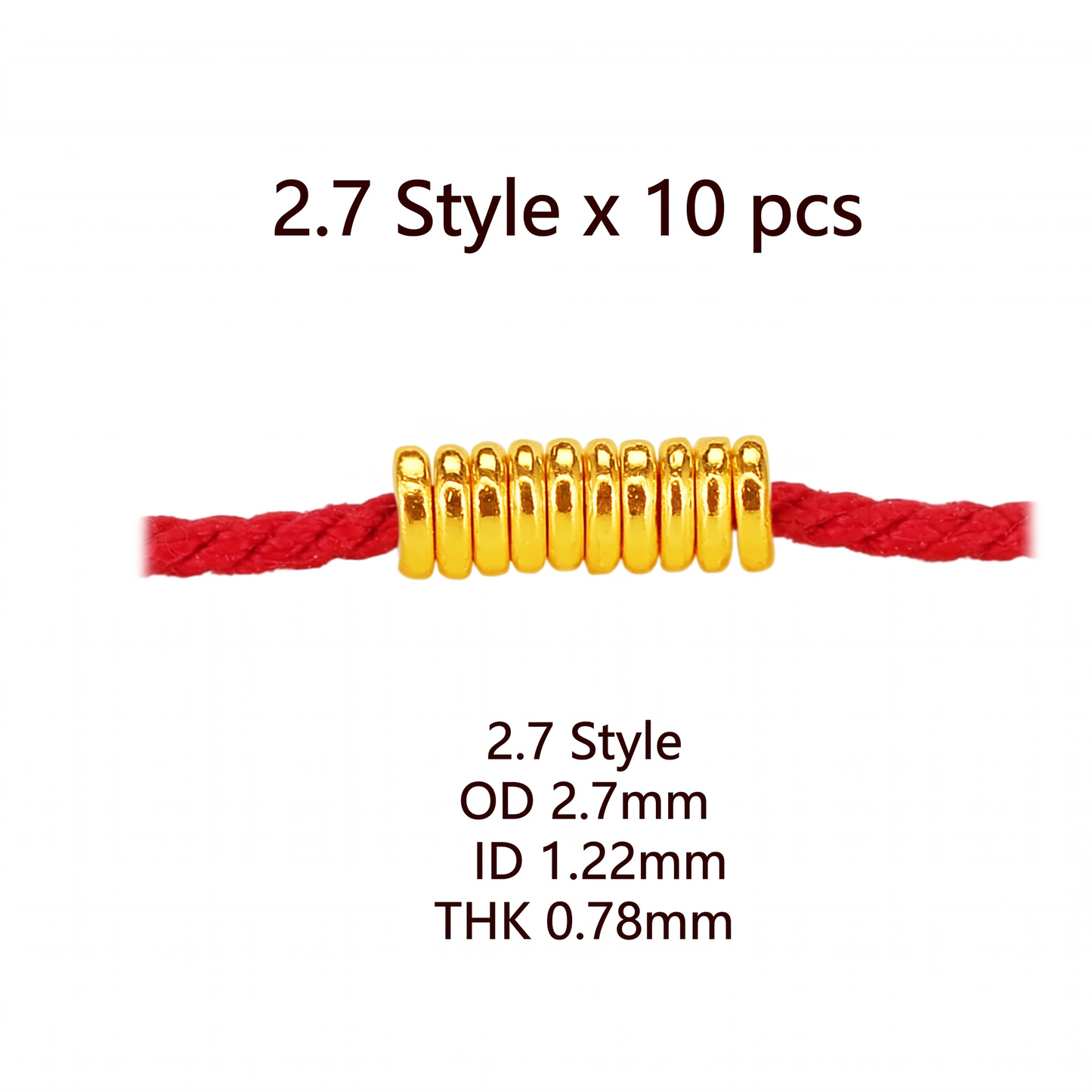 24K 999 Solid Gold Loop Bead Spacer Separator for Bracelet Stringing DIY Jewelry