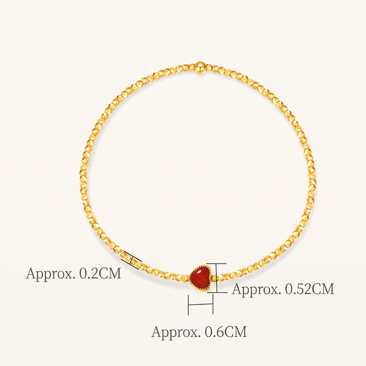 24K Gold Beads Minimal Heart Charm Bracelet