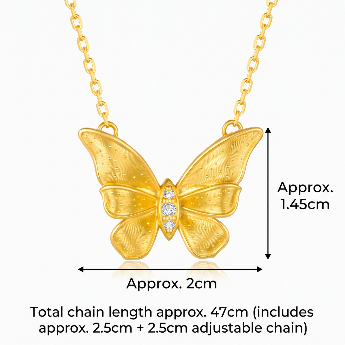 24K Gold Butterfly Diamond Charm Necklace