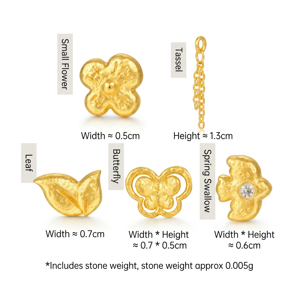 24K Fine Gold Minimal Butterfly Leaf Bird Tassel Stud Earrings