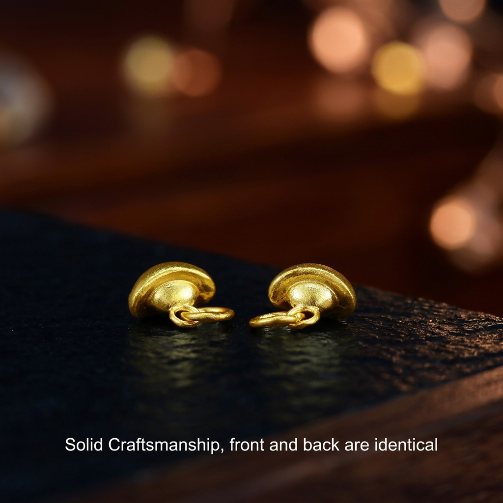 24K 999 Solid Gold Mini Chinese Ingot Charm DIY Loose Bead