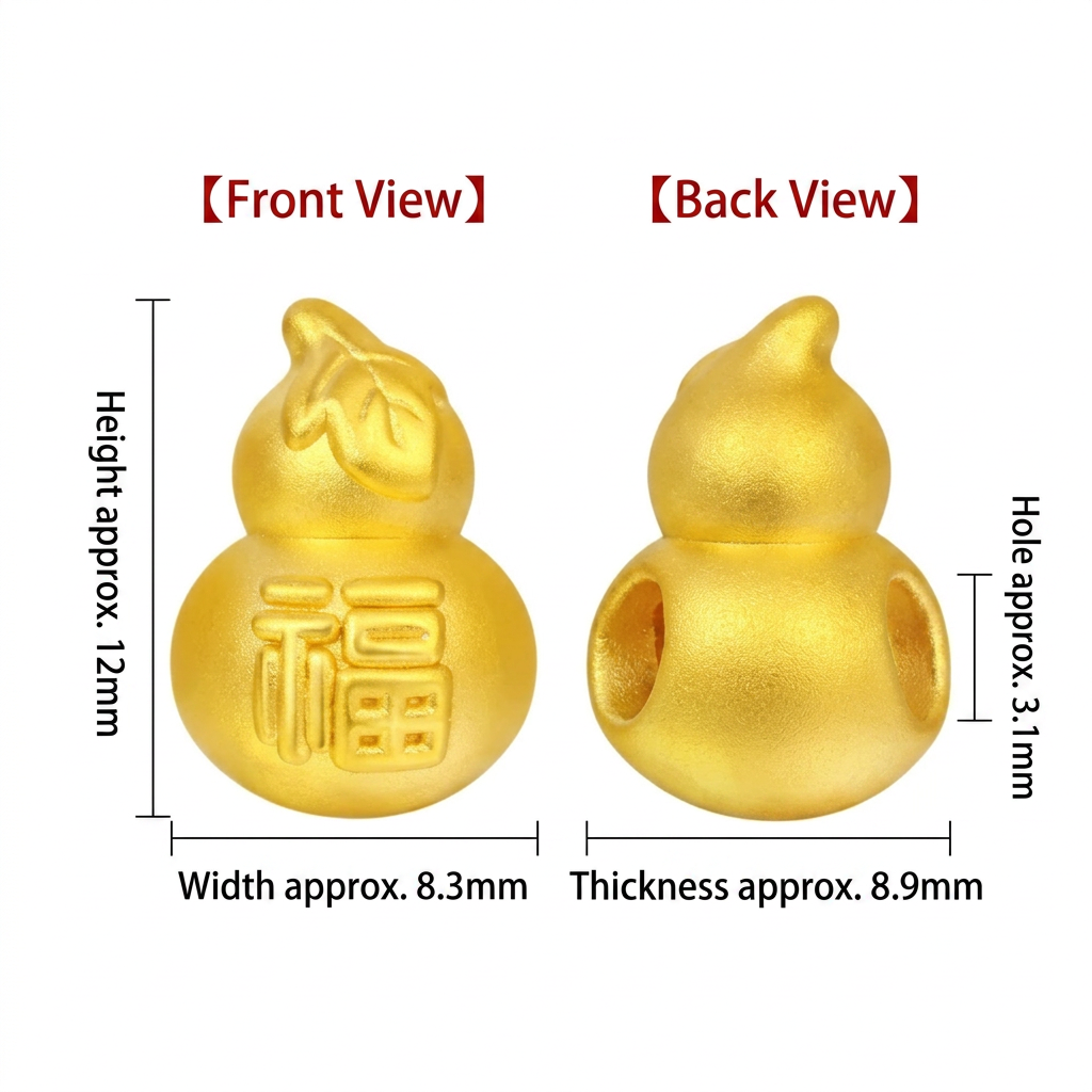 24k Gold D.I.Y Lucky Gourd Blessing Charm Spacer