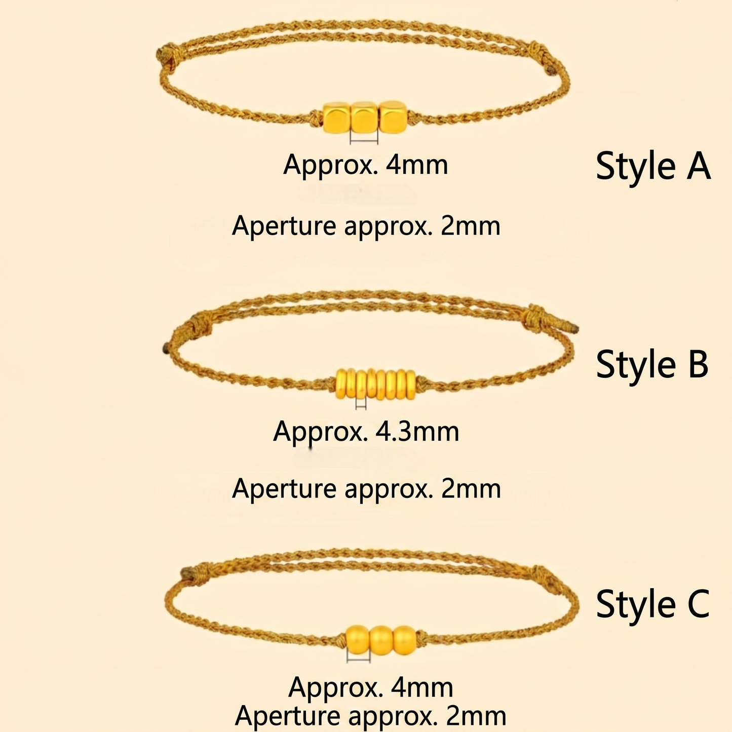 24K 999 Gold Minimal Minimalist Cube Bead Charm String Adjustable Bracelet