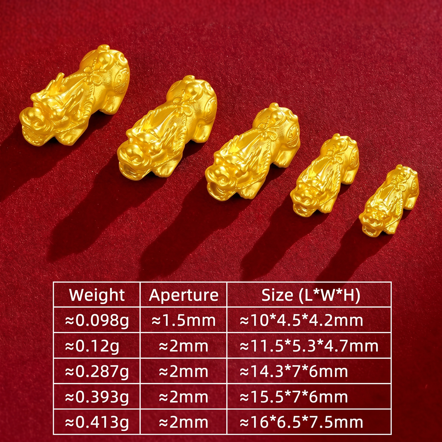 24K 999 Gold Pixiu Charm D.I.Y Jewelry Making