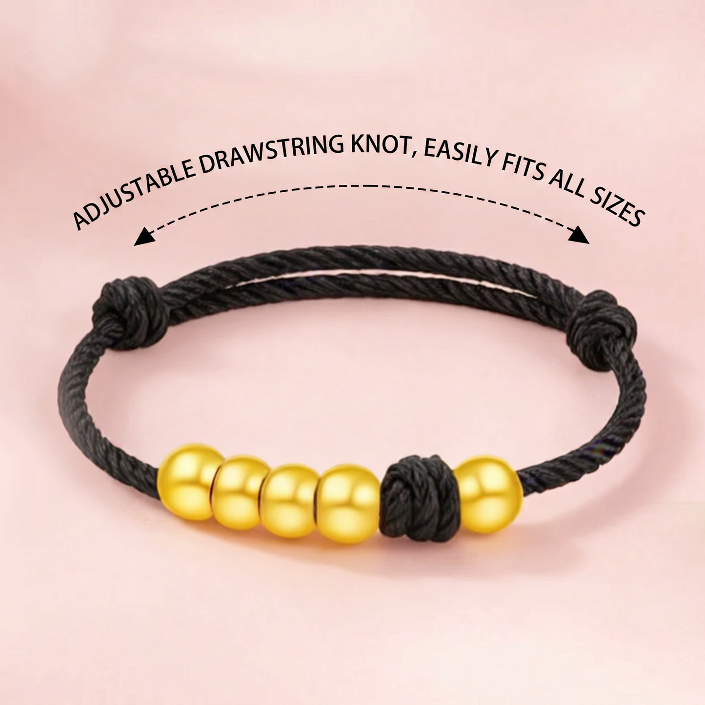 24K 999 Gold Minimal Minimalist Lucky Beads Braided String Couple Ring