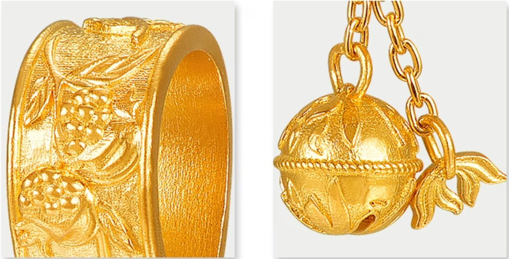 24k Pure Gold Orchid Pomegranate Pattern Spacer Pendant Charm - Gypsophila Co.