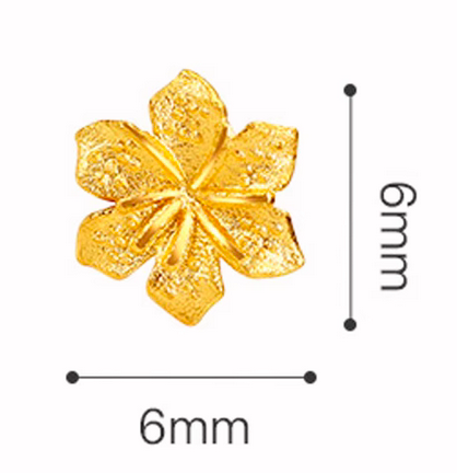 24K Solid 999 Gold Hand-Carved Craft Daisy Flower or Lily Flower Stud Earrings
