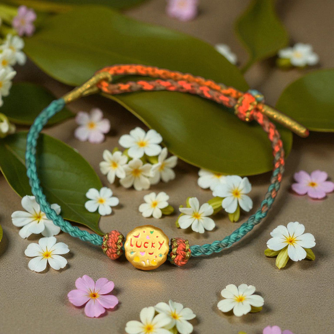 24K Pure 999 Gold Lucky Blessing Cute Cookie D.I.Y Charm Pendant