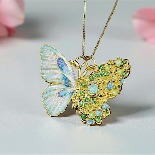 24K Pure 999 Cloisonné Enamel Colorful Butterfly D.I.Y Charm Pendant
