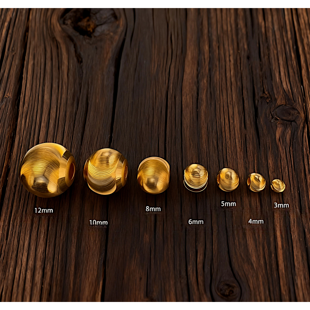 24k Pure 999 Gold D.I.Y Loose Small Round Cat's Eye beads Spacer Accessories For Jewelry Making Craft