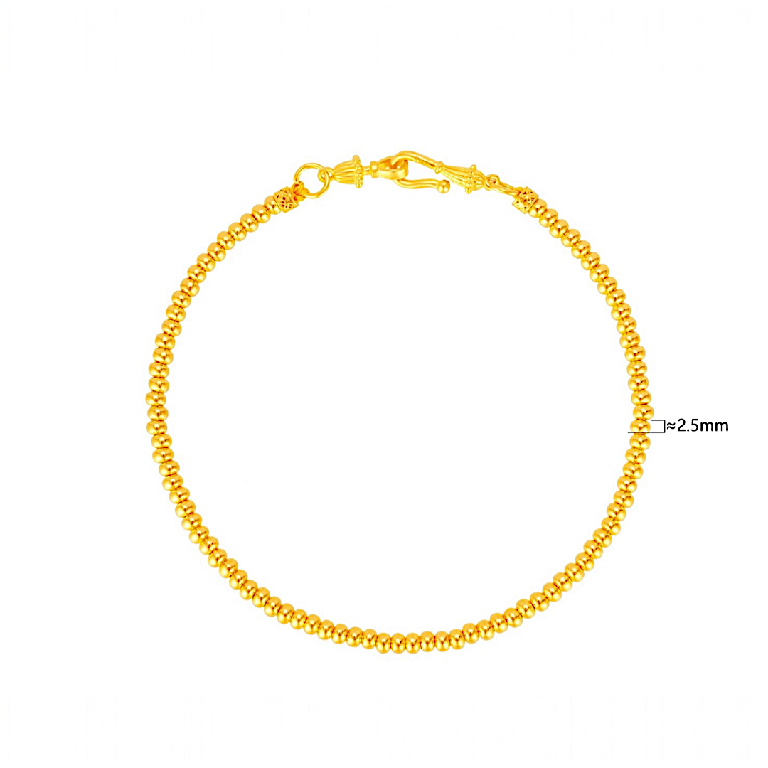 24k Pure 999 Gold Chain Beads Bracelet