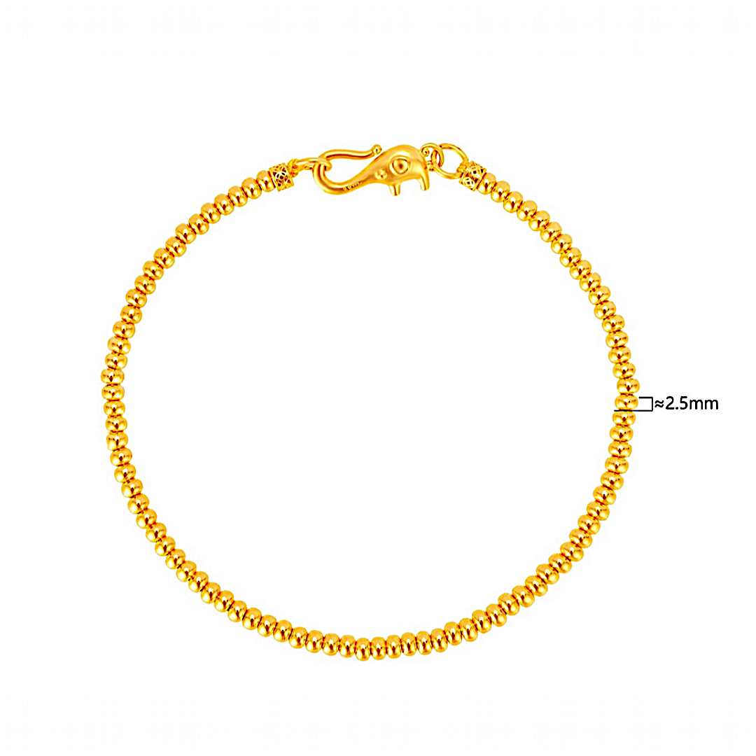 24k Pure 999 Gold Chain Beads Golden Elephant Buckle Bracelet