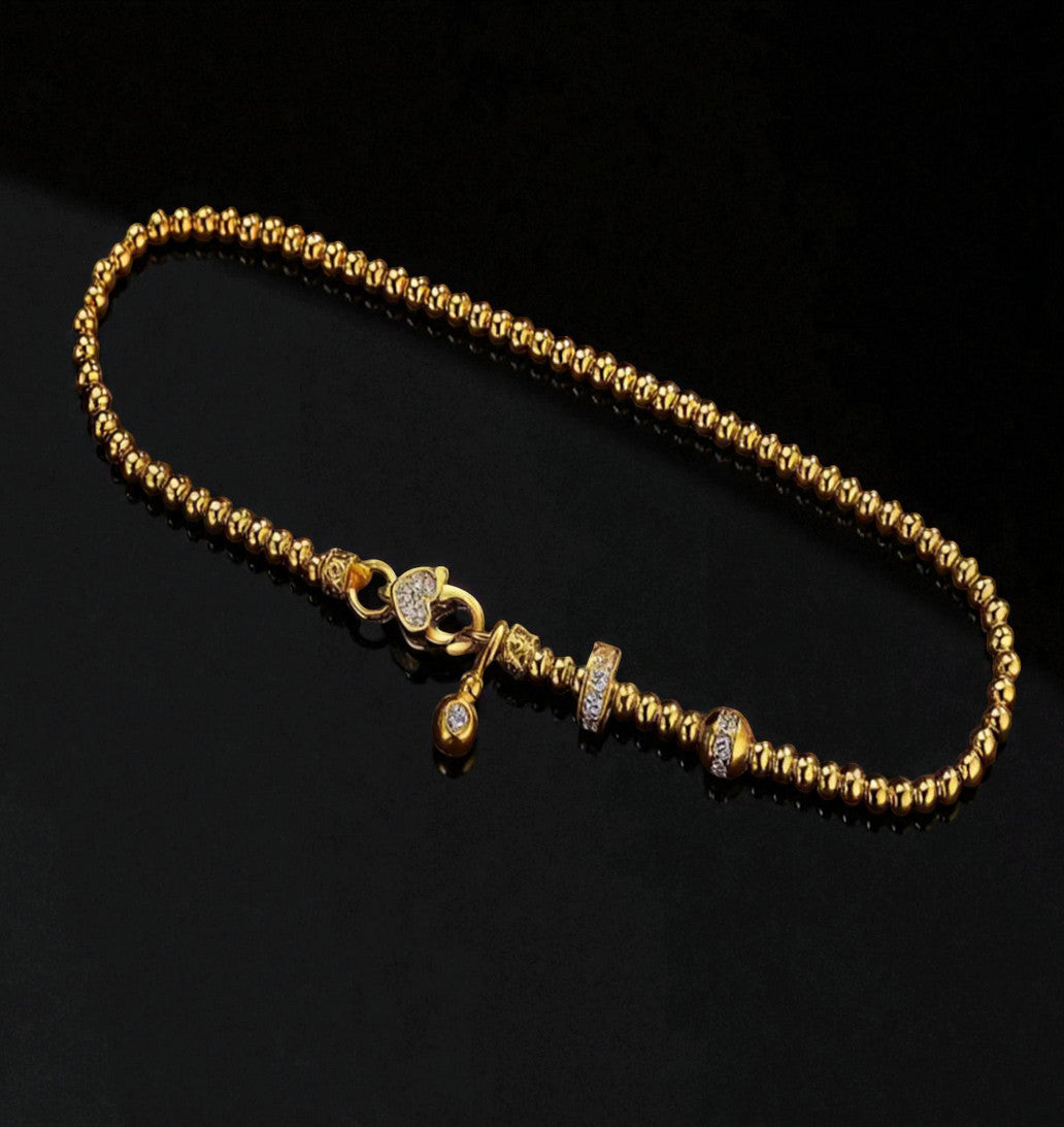 24k Pure Solid 999 Gold Lucky Charm Beads Bracelet