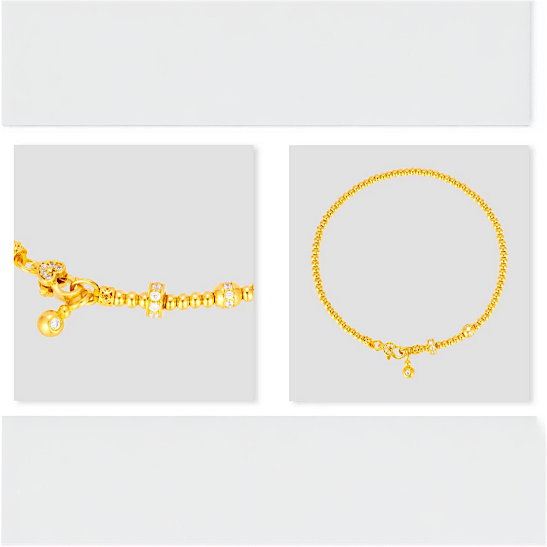 24k Pure Solid 999 Gold Lucky Charm Beads Bracelet