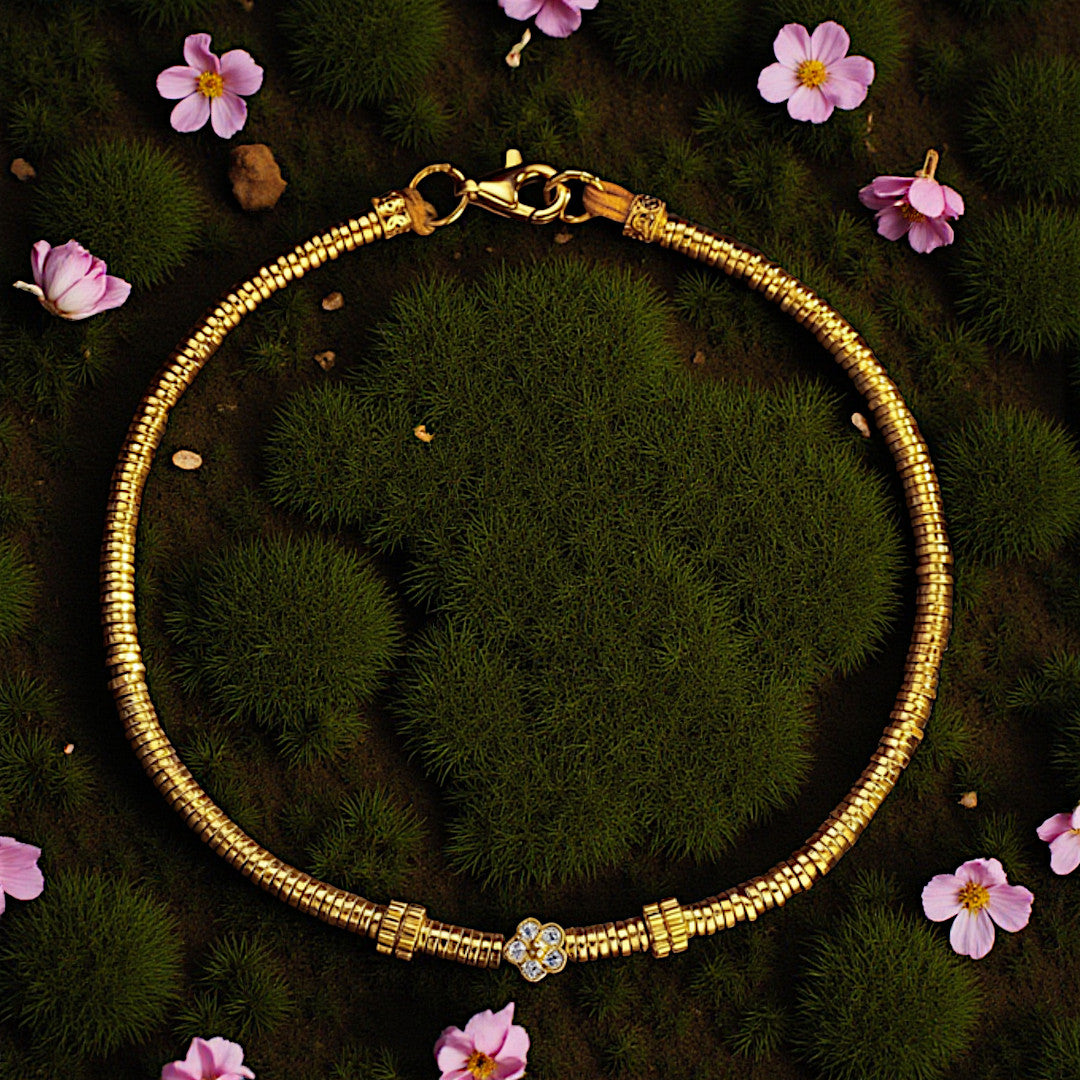 24k Pure 999 Gold D.I.Y Loose Small Zircon Cherry Blossom Flower Charm Spacer Accessories For Jewelry Making Craft