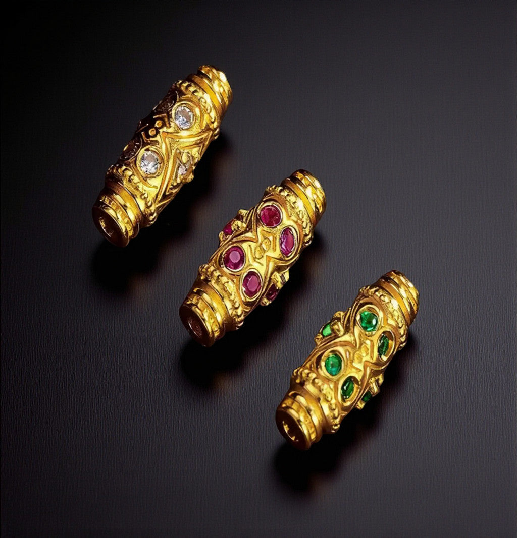 24k Pure 999 Gold D.I.Y Loose Bucket Bead Charm Spacer Accessories For Jewelry Making Craft