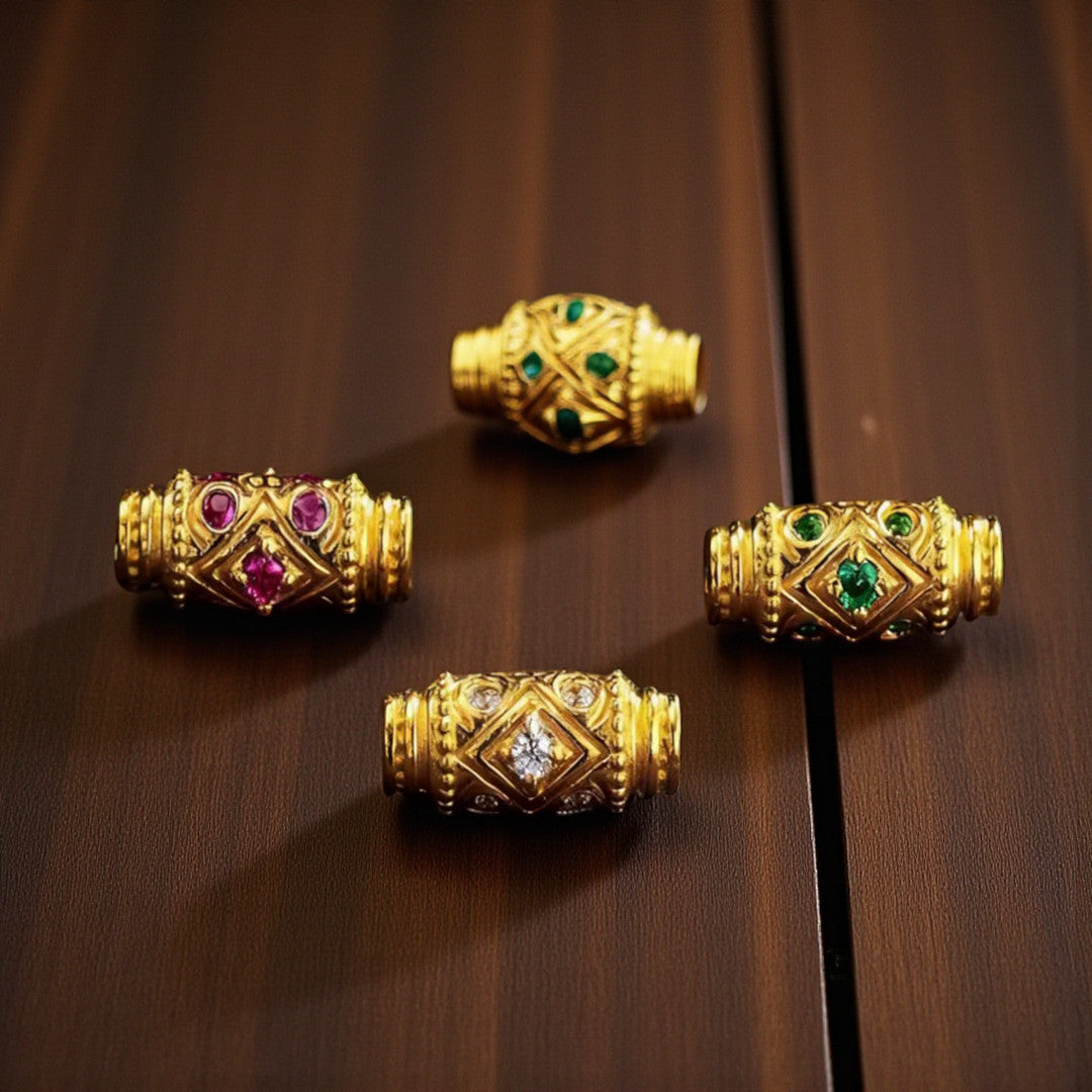 24k Pure 999 Gold D.I.Y Loose Bucket Bead Charm Spacer Accessories For Jewelry Making Craft