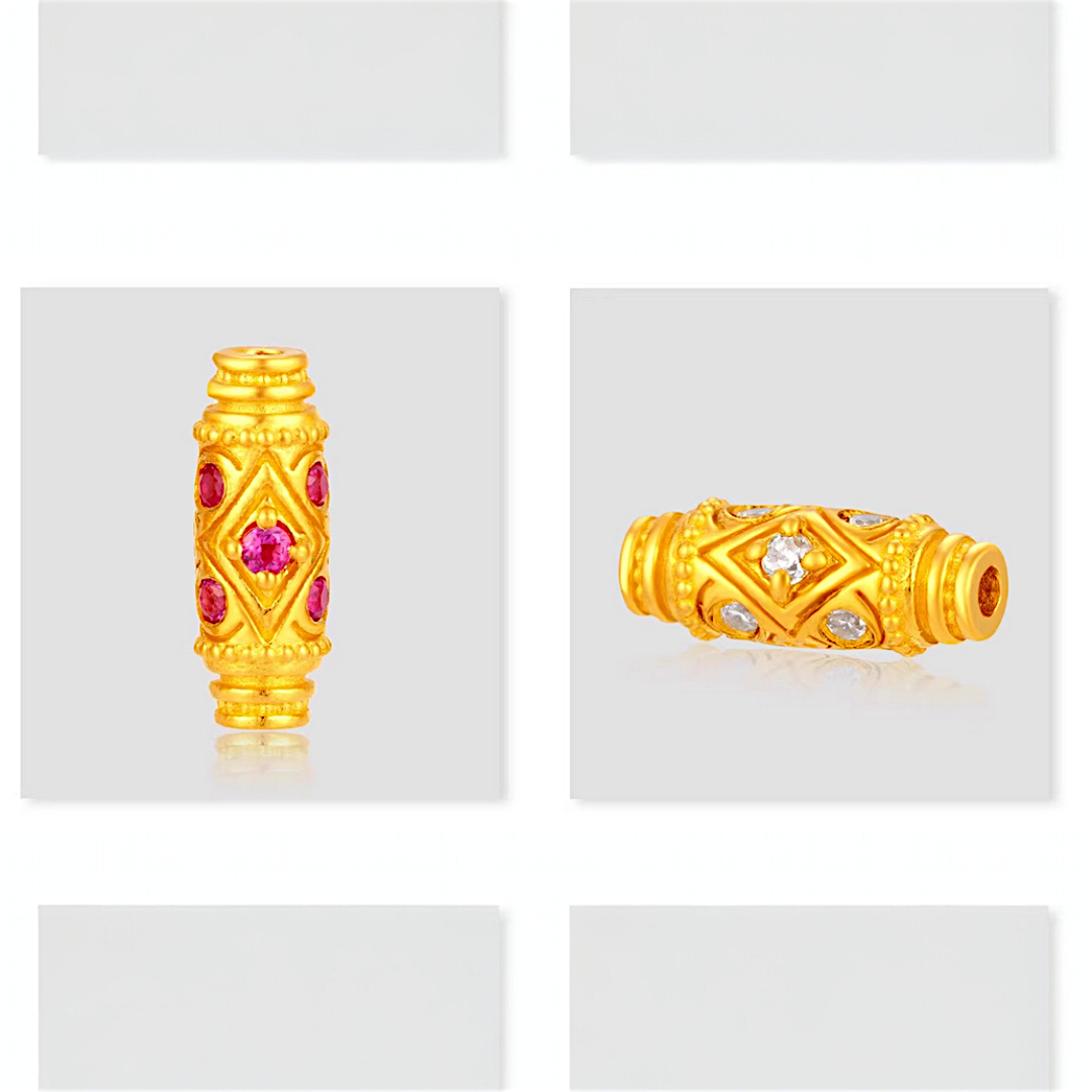 24k Pure 999 Gold D.I.Y Loose Bucket Bead Charm Spacer Accessories For Jewelry Making Craft