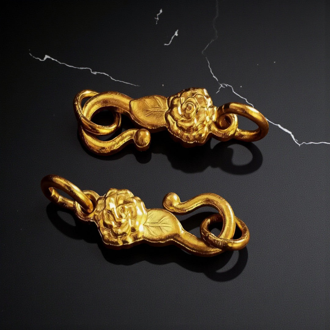 24k Pure 999 Gold D.I.Y Clasps Rose Flower Connector Buckle Extension Chain