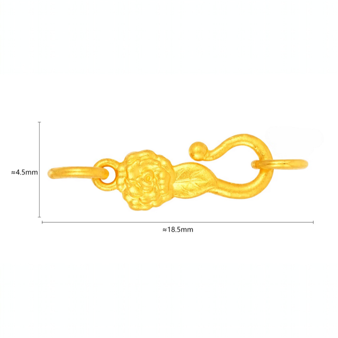 24k Pure 999 Gold D.I.Y Clasps Rose Flower Connector Buckle Extension Chain