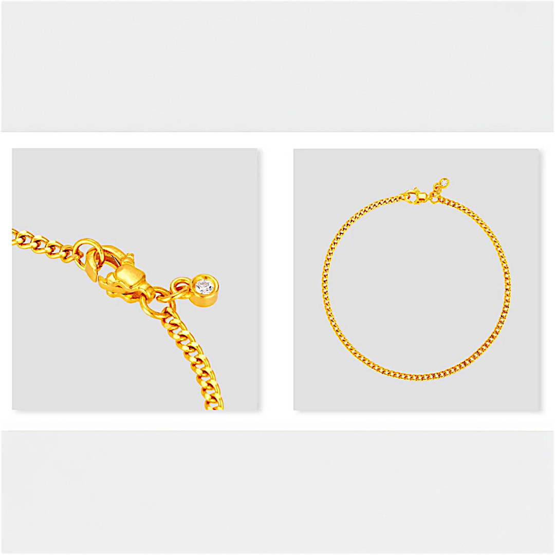 24k Pure Solid 999 Gold Bear Beads Bracelet