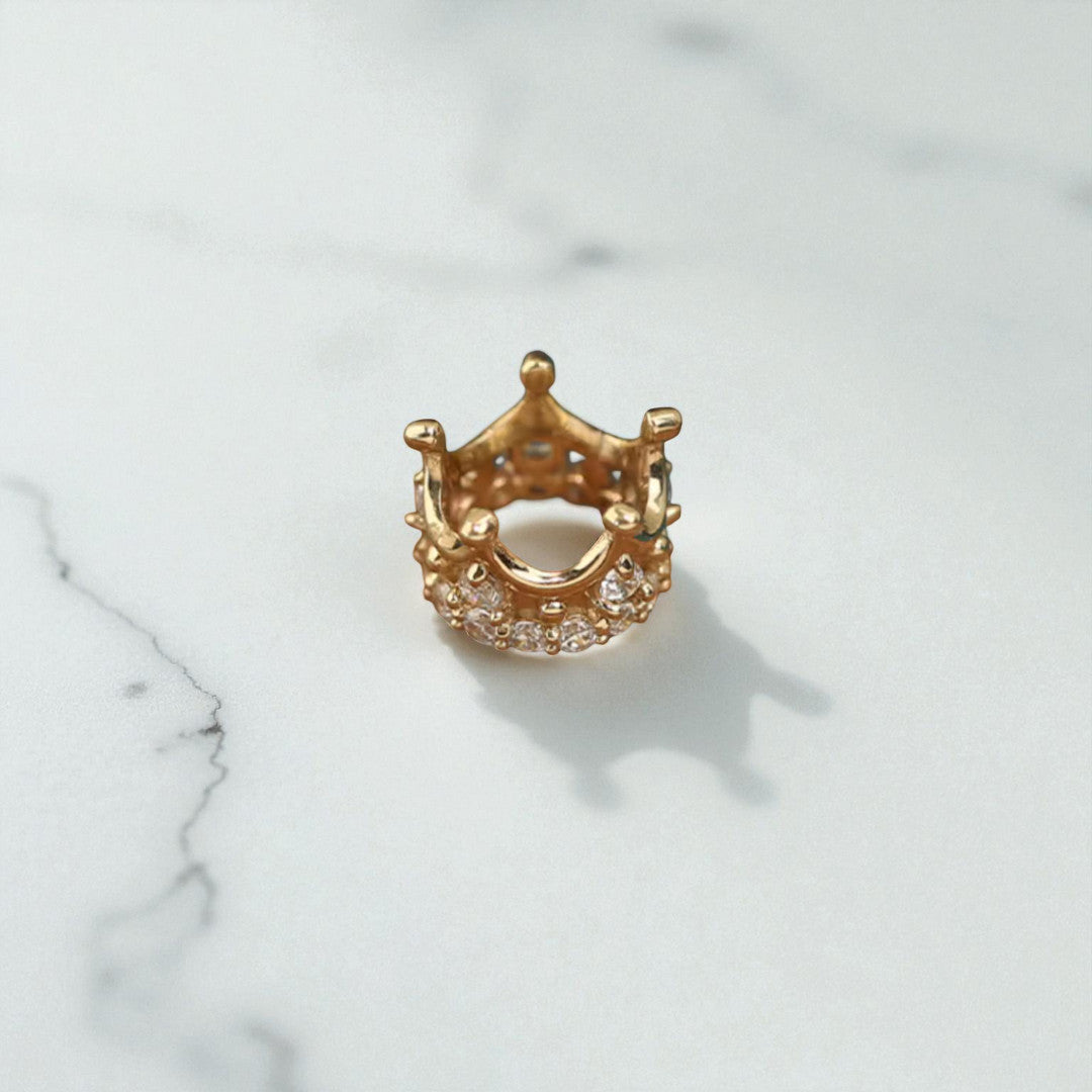 14K Real Gold Zircon Crown Pendant