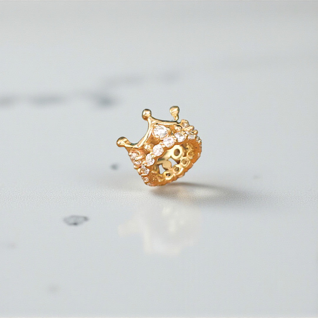 14K Real Gold Zircon Crown Pendant
