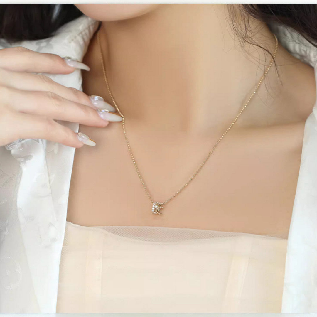 14K Real Gold Zircon Crown Pendant