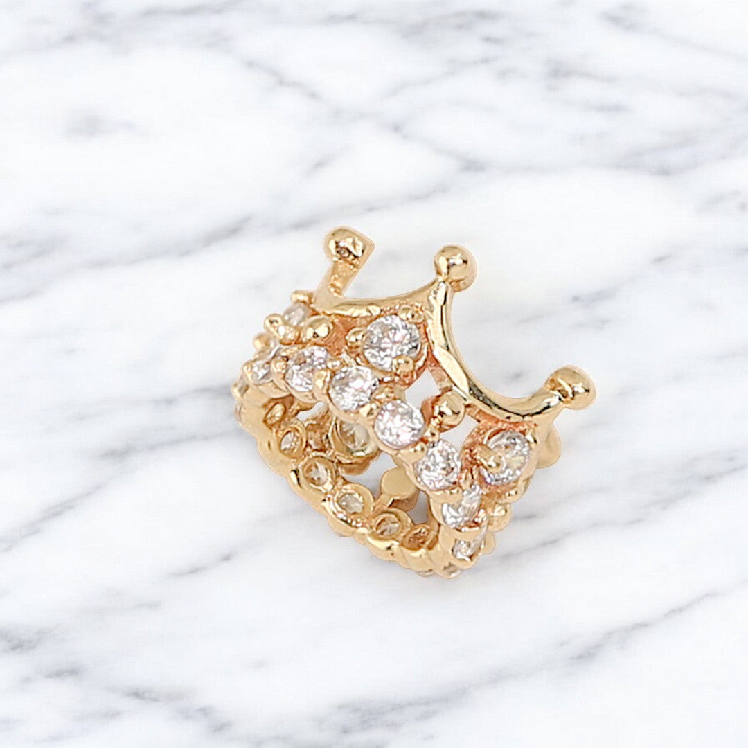 14K Real Gold Zircon Crown Pendant