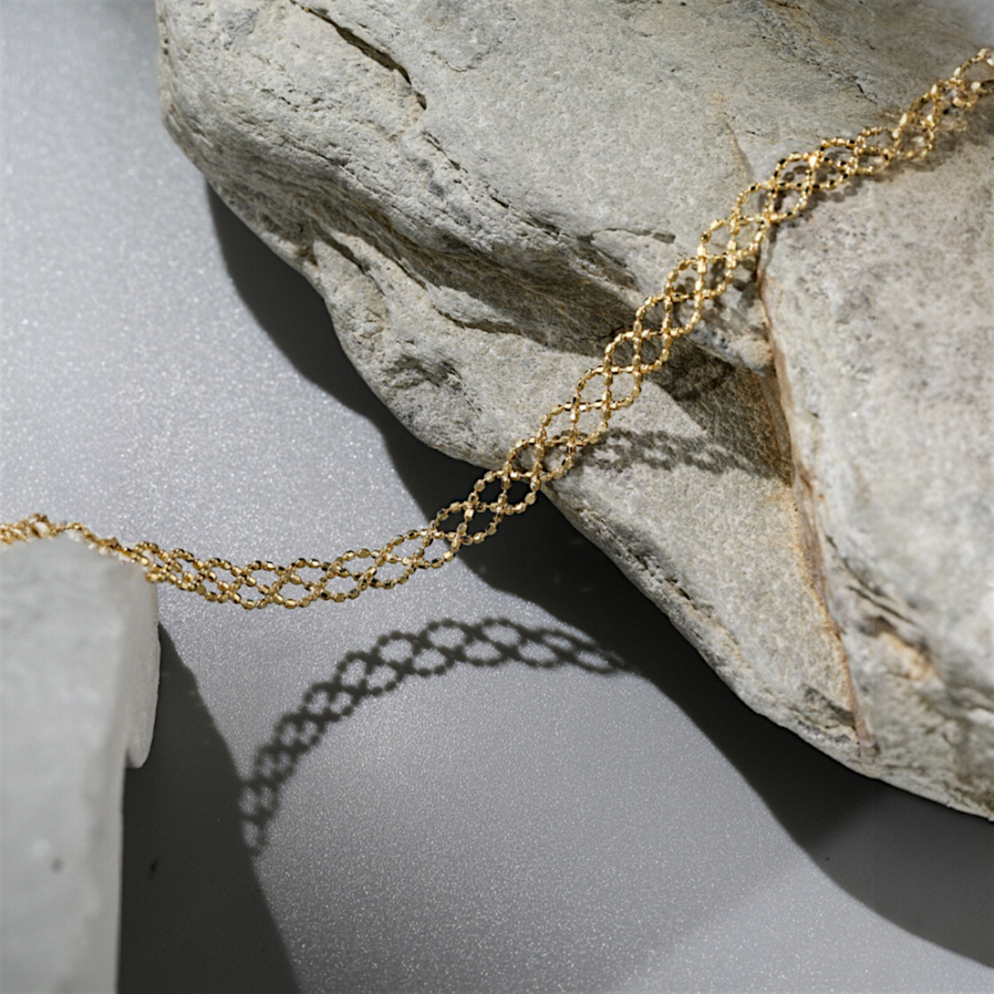 18K Real Gold Beads Lace-style Gold Ball Woven Bracelet