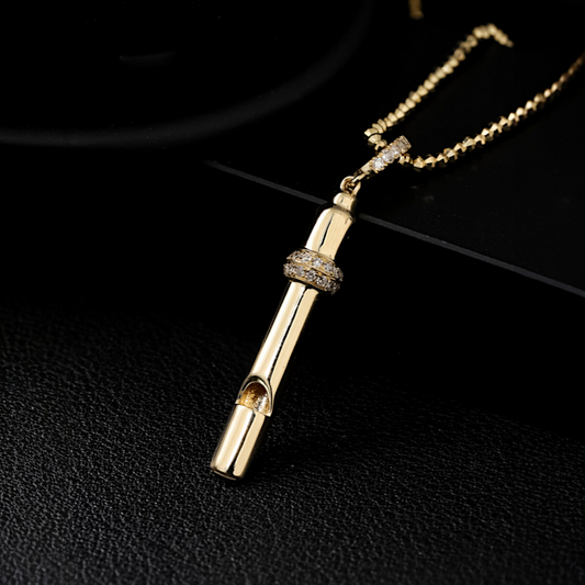 18K Gold Diamond Whistle High-end Unique Pendant
