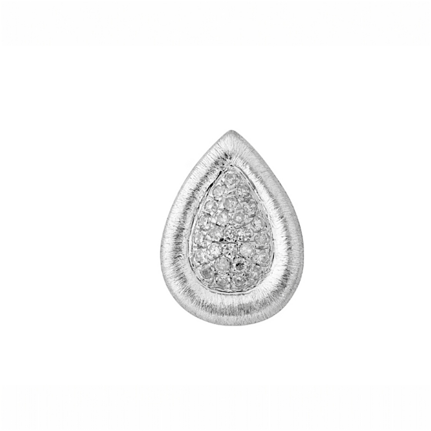 18K Gold Brushed Elegant Diamond Teardrop Clasp Pendant
