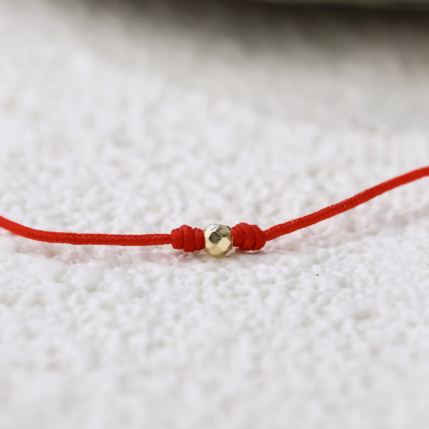 18K Real Gold Beads Gold Ball Red Rope Braided Bracelet